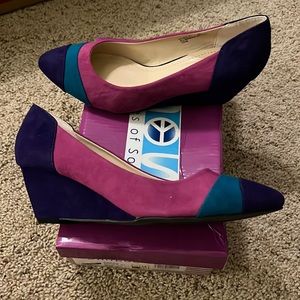 Multicolor Suede Wedges